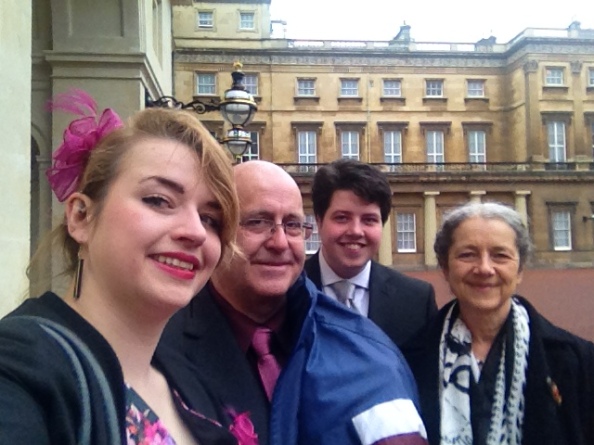 The family in the courtyard at Buckingham Palace