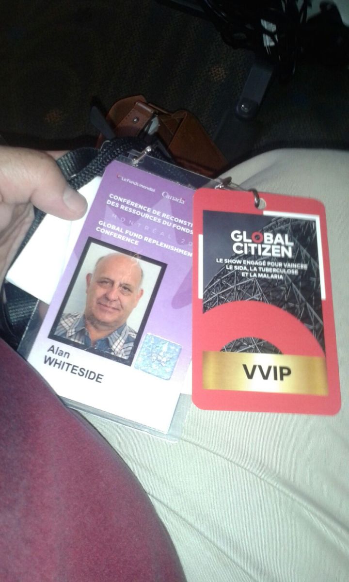 Global Citizen pass and VVIP badge